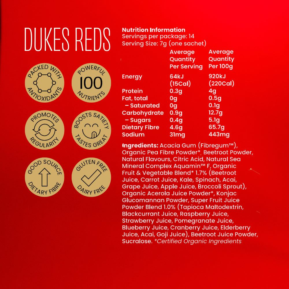 Dukes Reds nutrition panel