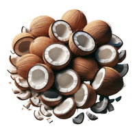 A image of coconuts in a circle shape with a transparent background