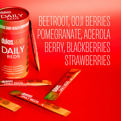 Beetroot, Goji Berries, Pomegranate, Acerola Berry, Blackberries, Strawberries. 