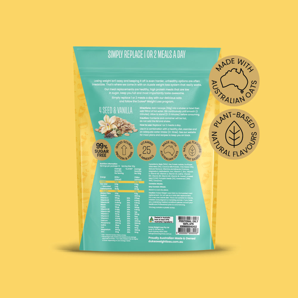 Back of Four Seed & Vanilla Shake Bag