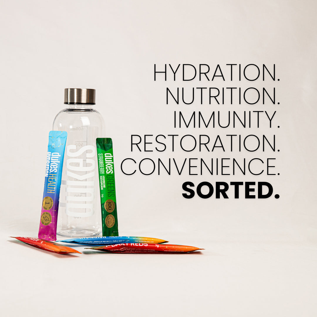 Hydration. Nutrition. Immunity. Restoration. Convenience. Sorted