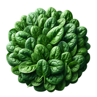 A top-down shot of a pile of spinach leaves